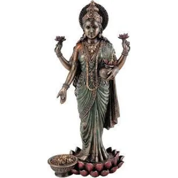 India Hindu Goddess Maa Laxmi Idol Bronze Statue 